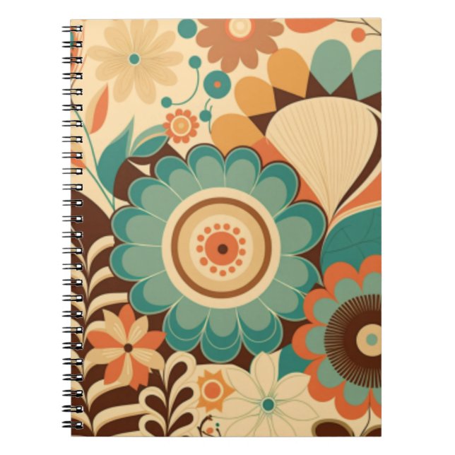 Vintages Retrodesign florbraunes Beizgrün Notizblock (Vorderseite)