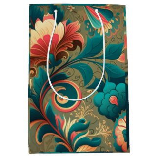 Vintages Retrodesign florgrün Mittlere Geschenktüte