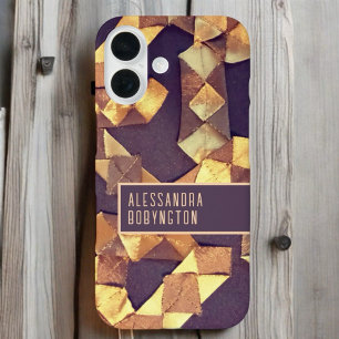 Vintages Retromuster in braun, monogramm iPhone 16 Hülle