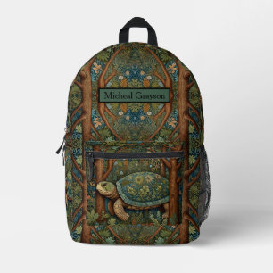 Vintages Retroschildkrötenwald Bedruckter Rucksack