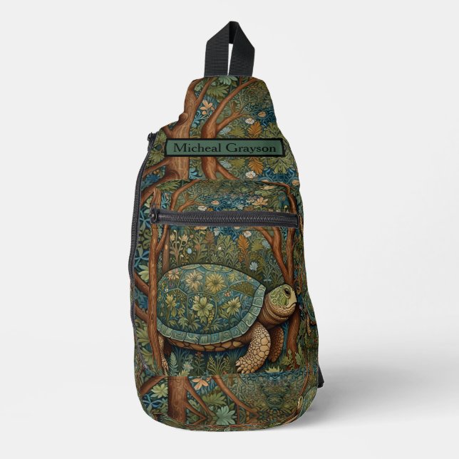 Vintages Retroschildkrötenwald Crossbody Bag (Vorderseite)