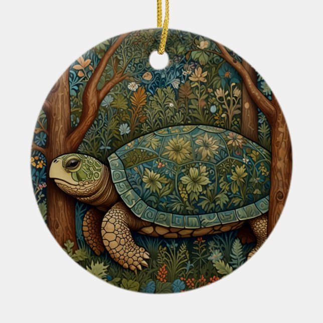 Vintages Retroschildkrötenwald Keramik Ornament (Vorne)
