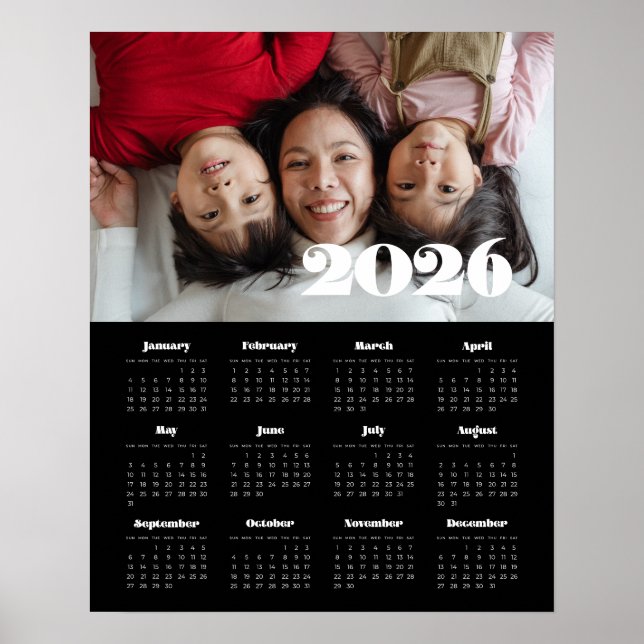 Vintages Retroskript 2025 Schwarzes Foto Poster (Vorne)