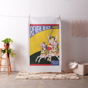 Vintages Revere Beach Carousel Nostalgic Poster Stoff
