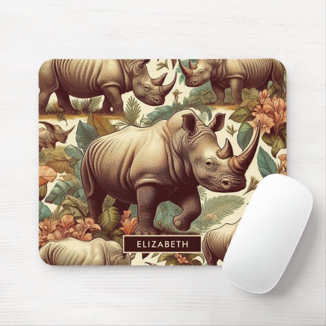 Vintages Rhino Nahtlos Mousepad (Mit Mouse)