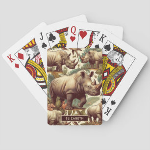 Vintages Rhino Nahtlos Spielkarten