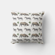 Vintages Rhino- und Zebra-Wasserfarbmuster