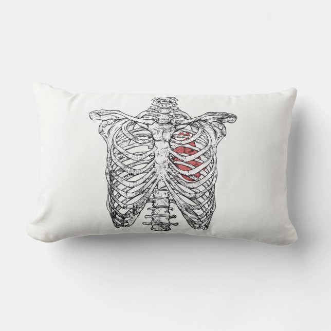 Vintages Ribcage & Herzanatomie Halloween Lendenkissen (Vorderseite)
