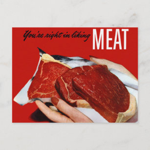 Vintages Rindfleisch "Ihr Recht auf Fleisch" Postkarte
