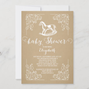 Vintages Rocking Horse Baby Shower Einladung