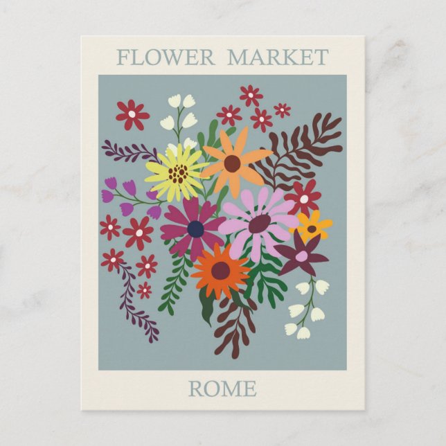 Vintages Rom Italien Blume Postkarte (Vorderseite)