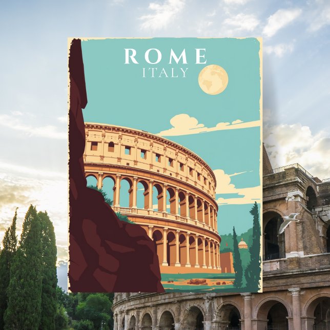 Vintages Rom Italien Reisebüro Postkarte (Vintage Rome Italy Travel Colosseum Postcard)
