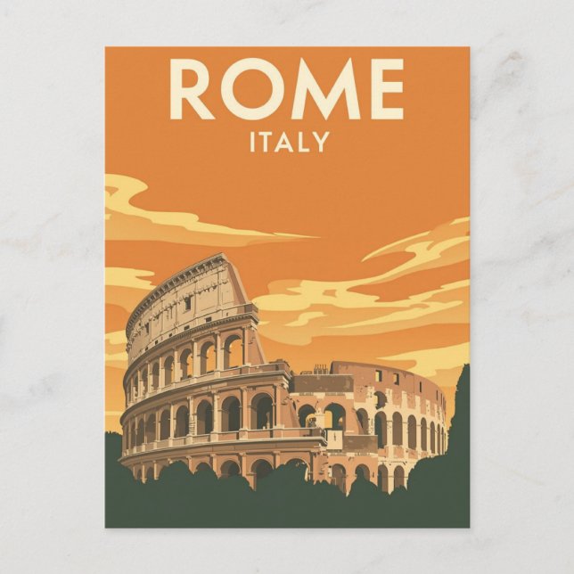 Vintages Rom Kolosseum Italien Reiseplakat Postkarte (Vorderseite)