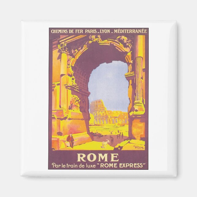 Vintages Rom-Reiseplakat Magnet (Vorne)