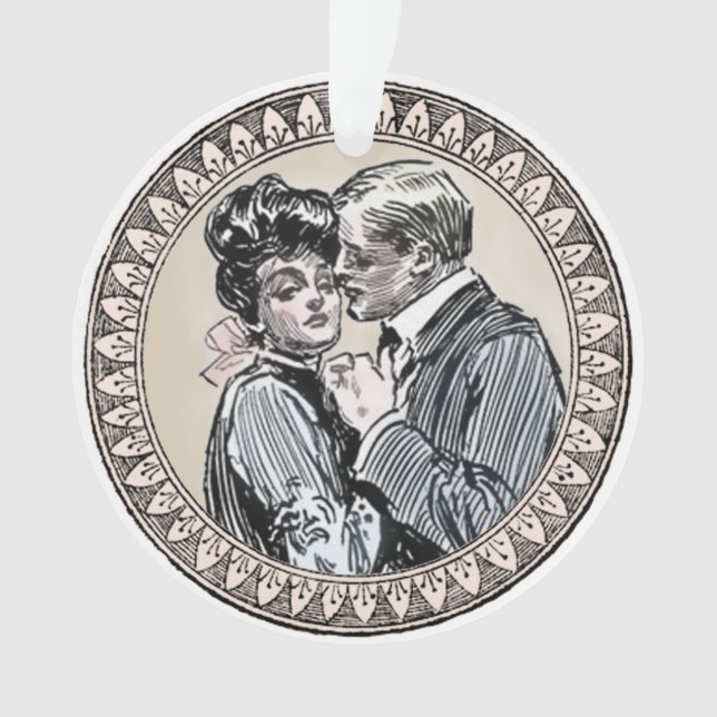 Vintages romanisches Paar: Antike Rose Girly Liebe Ornament (Vorderseite)