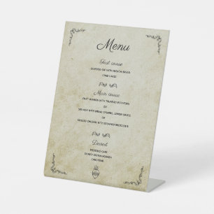 Vintages romantisches Hochzeitsmenü Sockelschild