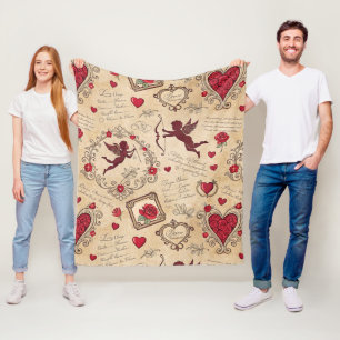 Vintages romantisches Muster Cupids (2) Fleecedecke