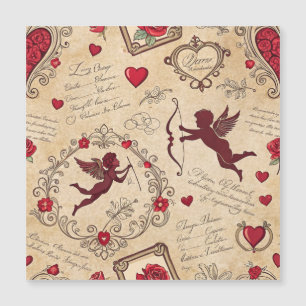 Vintages romantisches Muster Cupids (2) Magnetkarte