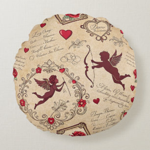 Vintages romantisches Muster Cupids (2) Rundes Kissen