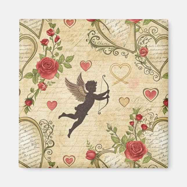Vintages romantisches Muster Cupids (7) Magnet (Vorne)