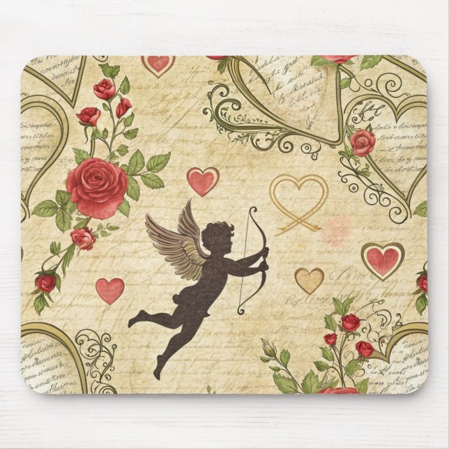 Vintages romantisches Muster Cupids (7) Mousepad (Vorne)