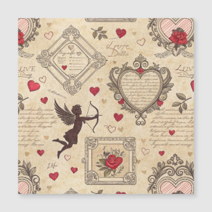 Vintages romantisches Muster Cupids (8) Magnetkarte