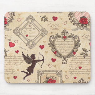 Vintages romantisches Muster Cupids (8) Mousepad
