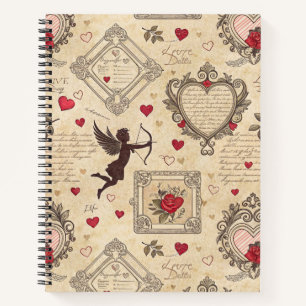Vintages romantisches Muster Cupids (8) Notizbuch