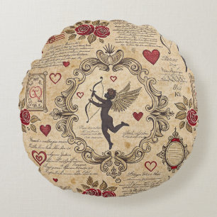 Vintages romantisches Muster Cupids (9) Rundes Kissen