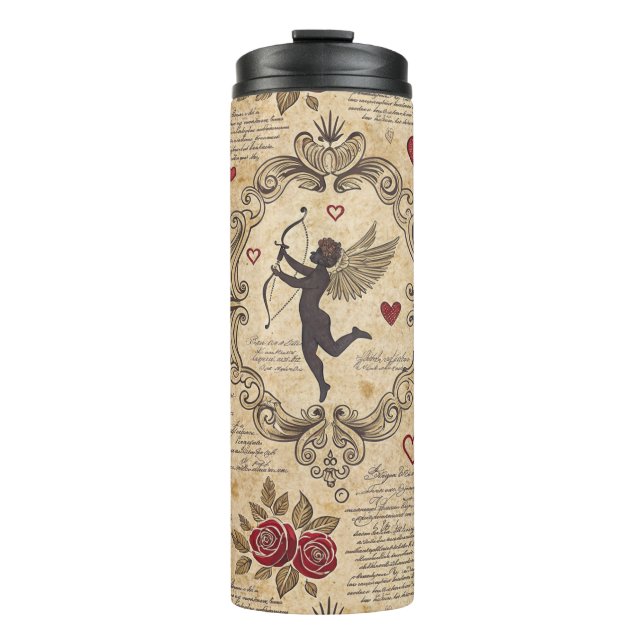 Vintages romantisches Muster Cupids (9) Thermosbecher (Vorderseite)