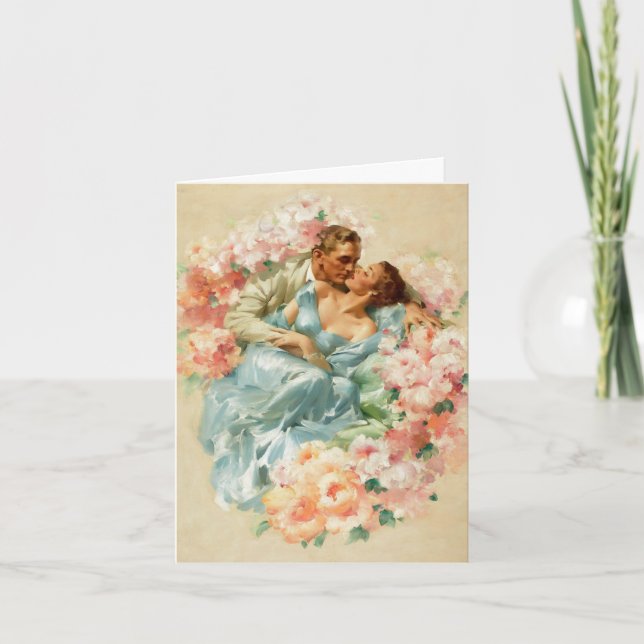 Vintages romantisches Paar, Hochzeiten Glückwünsch Karte (Vorderseite)