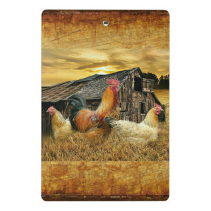 Vintages Rooster Hens Rustikales Barcoop Mini Klemmbrett