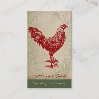 Vintages Rooster-Shabby Chic - Innendesign Visitenkarte