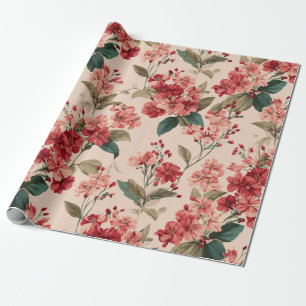 Vintages rosa Azalea Blumenmuster - Klassisches Mu Geschenkpapier