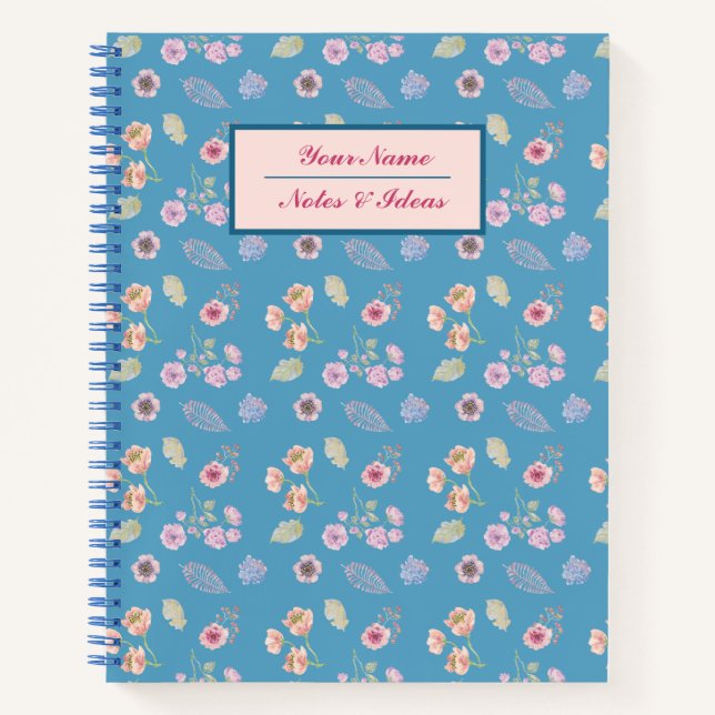 Vintages rosa Blumenpapier Notizbuch (Vorderseite)