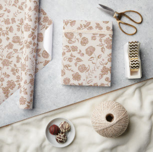 Vintages Rosa   boho floral Geschenkpapier