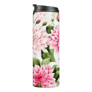 Vintages rosa Dahlias-Blumenmuster Thermosbecher