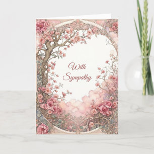 Vintages rosa florales Jugendstil-Beileid Karte