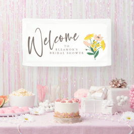 Vintages rosa gelbes Brautparty Begrüßung Banner