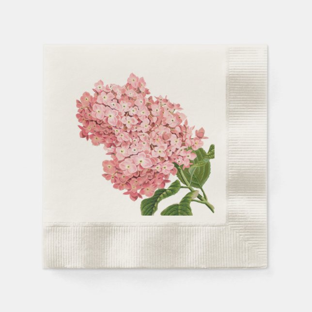 Vintages rosa Hydrangea, kundenspezifisch Serviette (Vorderseite)