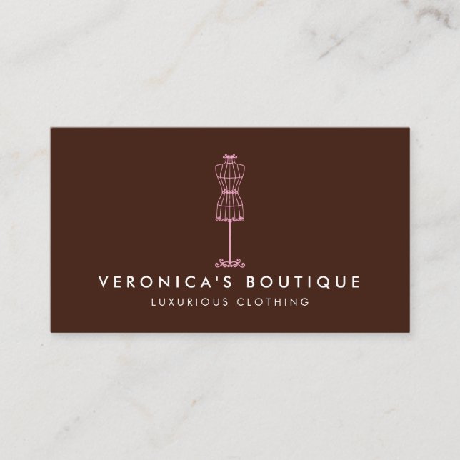 Vintages rosa Kleid Form III Boutique Visitenkarte (Vorderseite)