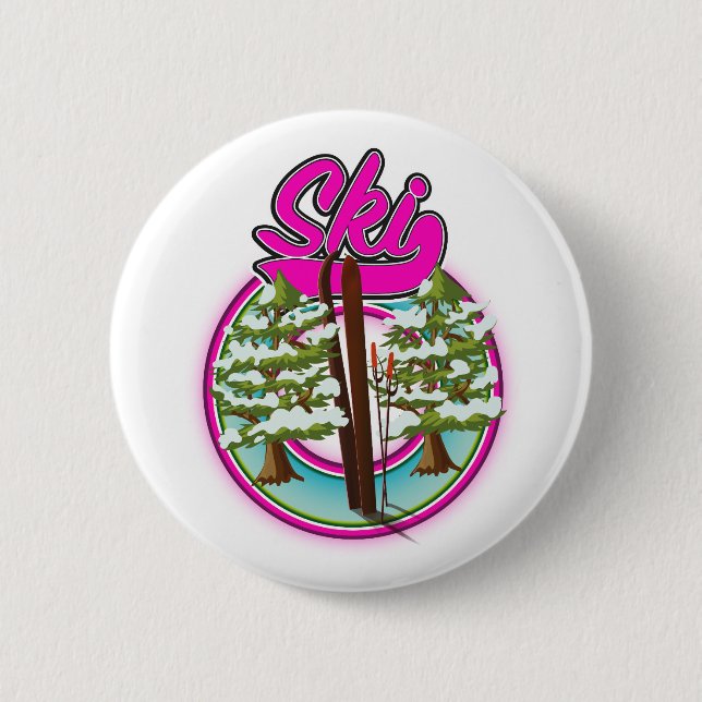 Vintages rosa Logo Button (Vorderseite)