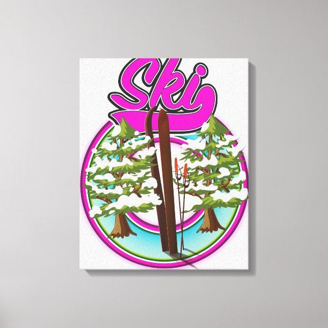 Vintages rosa Logo Leinwanddruck (Vorderseite)