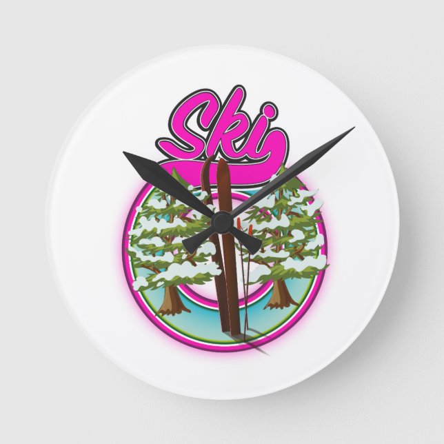 Vintages rosa Logo Runde Wanduhr (Vorderseite)