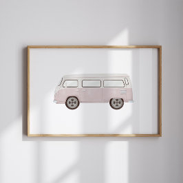 Vintages rosa Minivan Poster