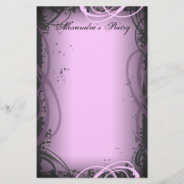 Vintages rosa Poesie-Briefpapier Briefpapier (Vorderseite)