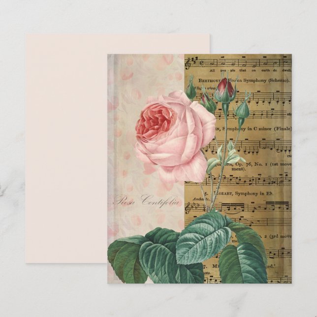 Vintages rosa Rose & Music Collage Scrapbook (Vorne/Hinten)