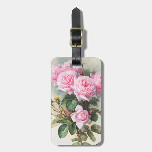Vintages rosa Rosen-Malen Gepäckanhänger