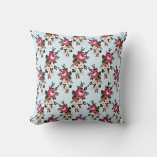 Vintages rosa Rosenmuster reversibel Kissen