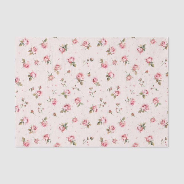 Vintages rosa Rosenmuster Seidenpapier (Vorderseite)